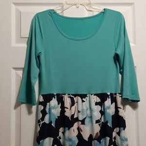 Printed 3/4 Sleeve Maxi Dress